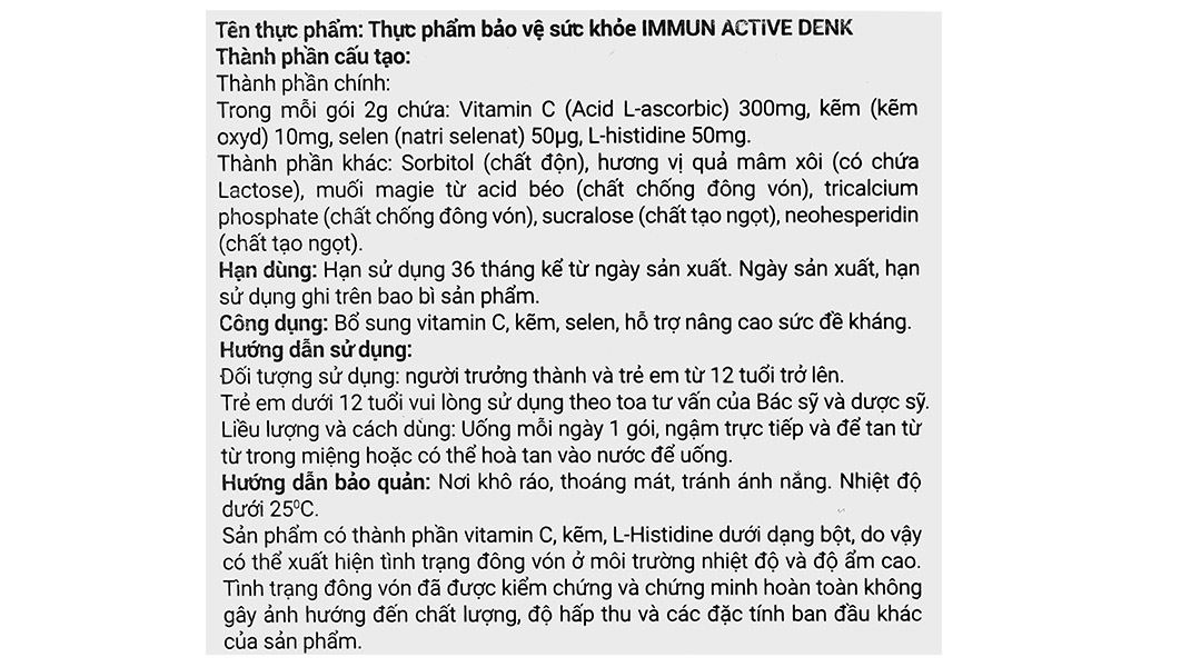 Thực phẩm bảo vệ sức khỏe Immun Active Denk