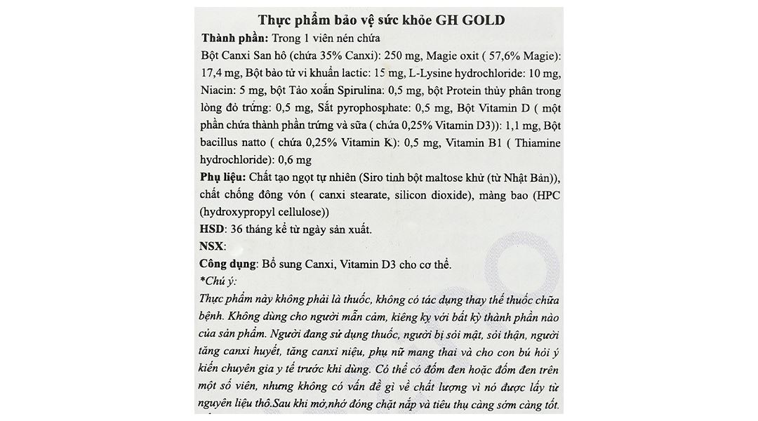 Thực phẩm bảo vệ sức khoẻ Gh Gold