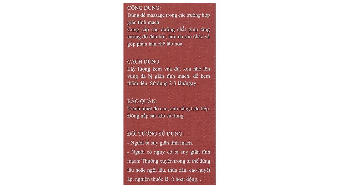 Kem Bôi Giãn Tĩnh Mạch Vascovein Tuýp/50Gam