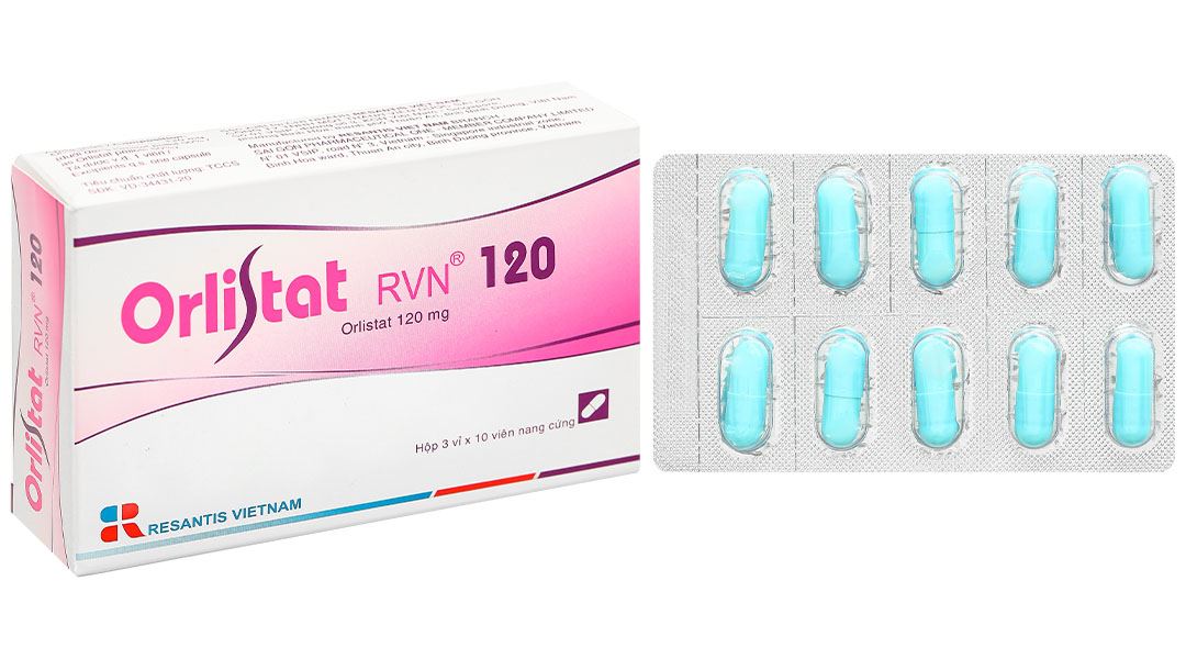 Orlistat RVN 120mg kiểm soát cân nặng, hỗ trợ điều trị béo phì (3 vỉ x 10 viên) - 