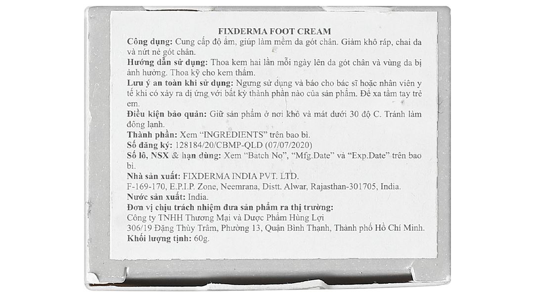 Kem dưỡng Fixderma Foot cấp ẩm làm mềm da gót chân