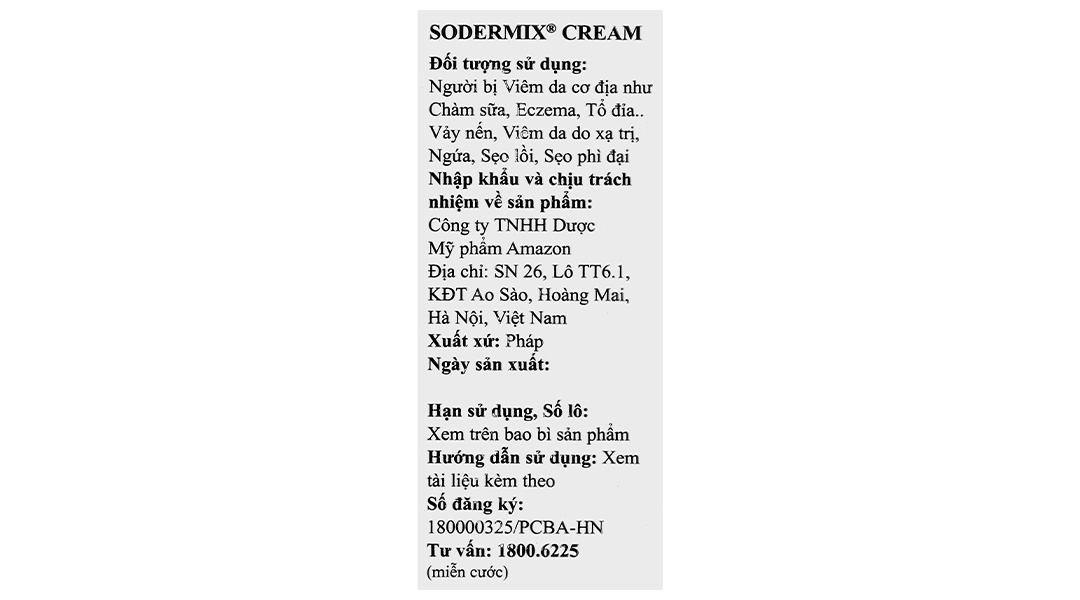 Kem Sodermix hỗ trợ giảm sẹo, viêm da cơ địa