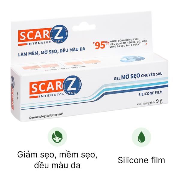 Gel ScarZ Intensive giúp giảm sẹo, mềm sẹo, đều màu da tuýp 9g