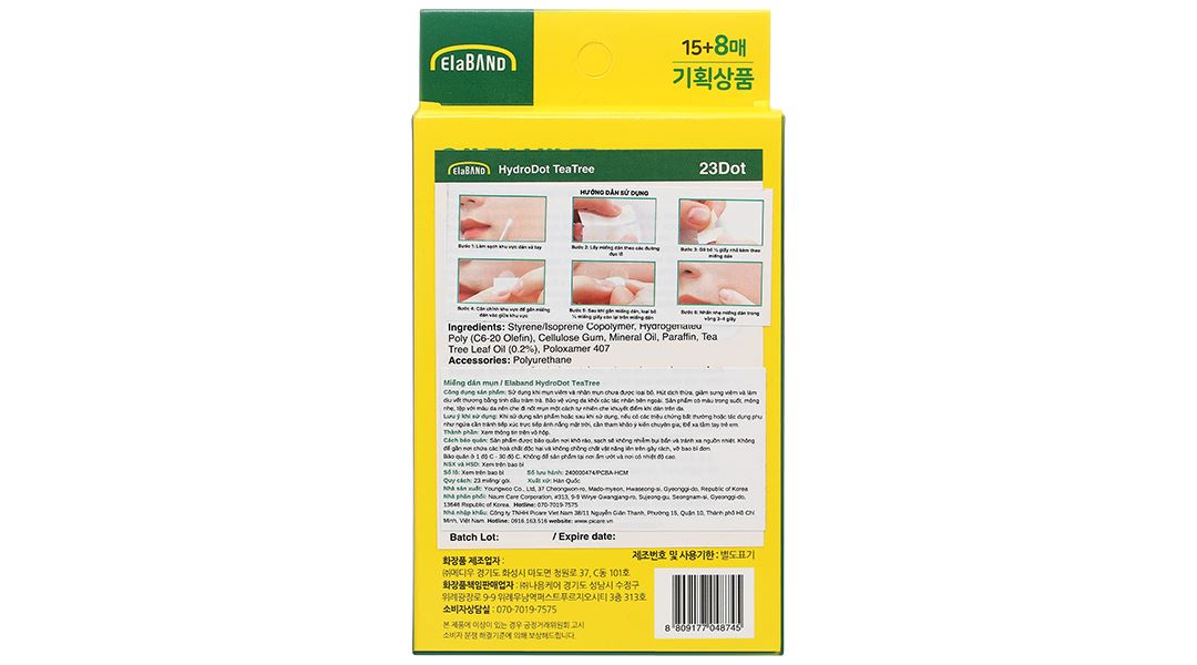 Miếng dán mụn Elaband HydroDot TeaTree giúp giảm sưng viêm