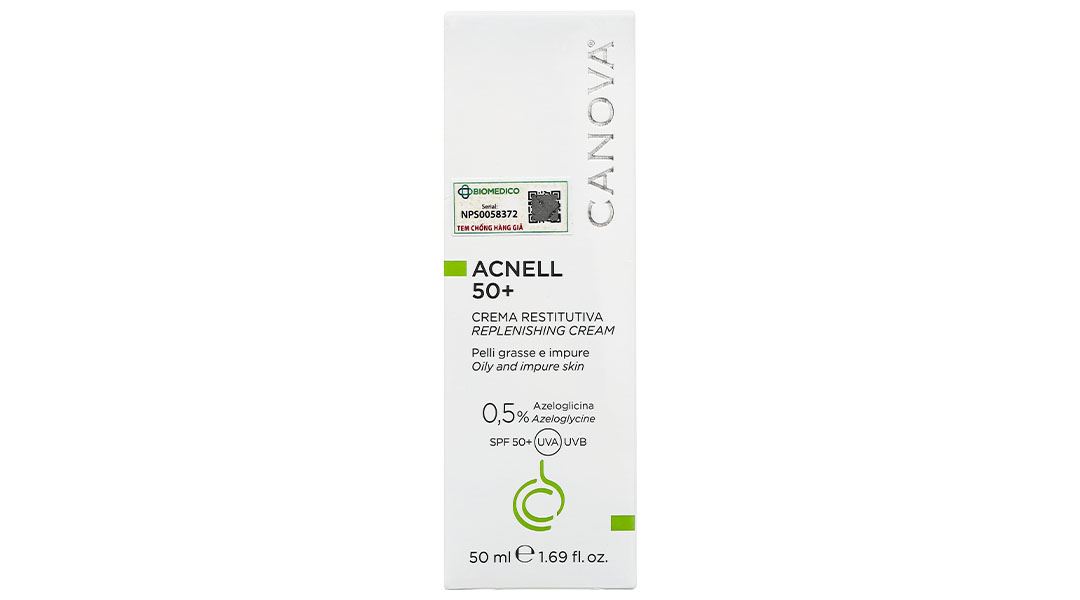 Kem Canova Acnell 50+ - Replenishing Cream hỗ trợ giảm mụn ban ngày
