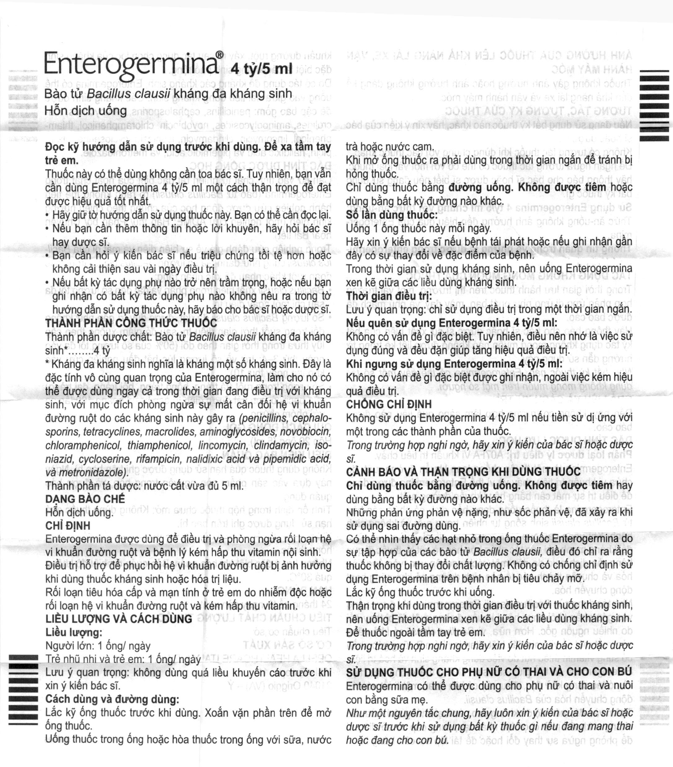 Hỗn dịch uống Enterogermina Gut Restore 4 tỷ/5ml trị rối loạn tiêu hóa (20 ống x 5ml) - 11