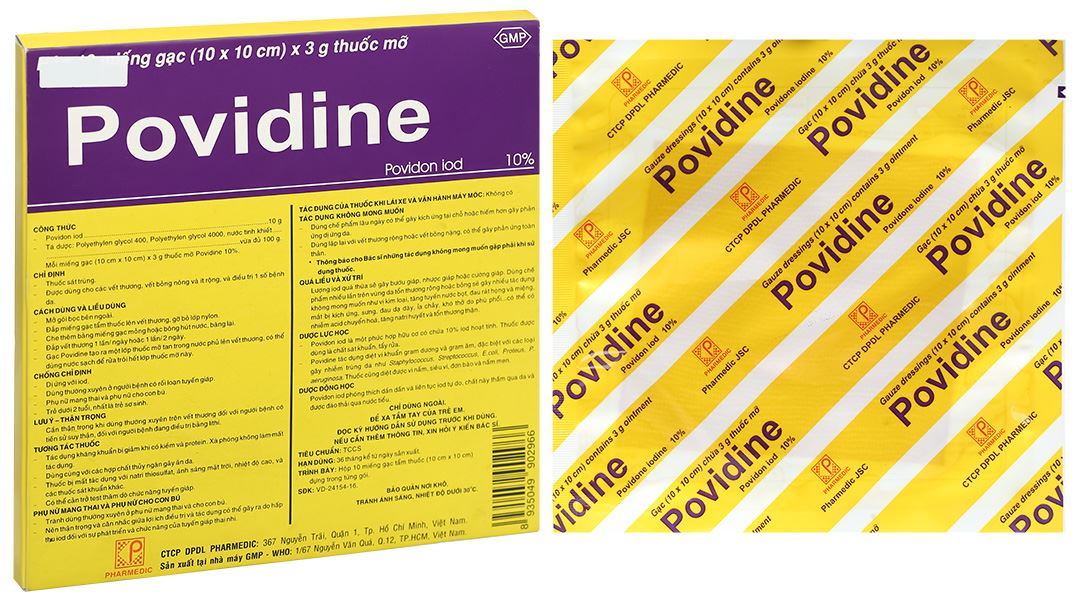 Gạc Povidine iodine 10% sát trùng vết thương