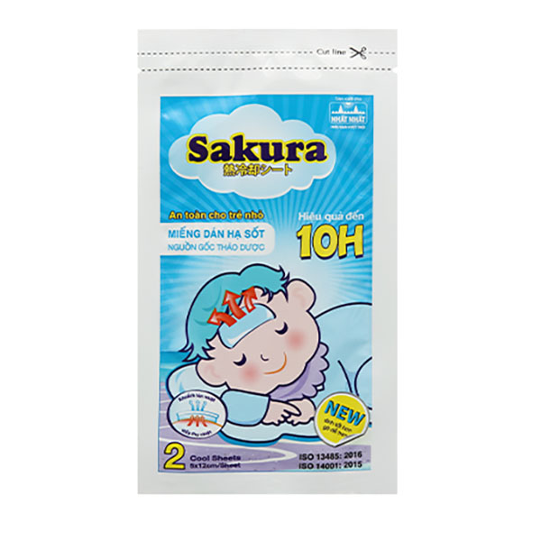 Miếng dán hạ sốt Sakura giúp nhanh hạ nhiệt, giảm đau hộp 6 miếng