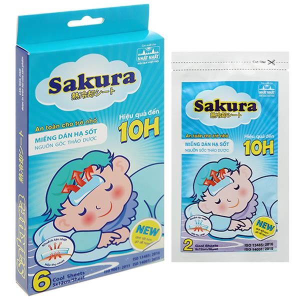 Miếng dán hạ sốt Sakura giúp hạ nhiệt, giảm đau, giảm say nắng cho bé (3 gói x 2 miếng)