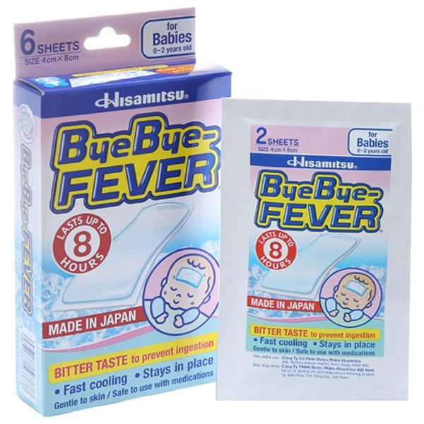 Miếng dán hạ sốt ByeBye Fever làm mát nhanh, hạ sốt cho trẻ 0-2 tuổi (3 gói x 2 miếng)