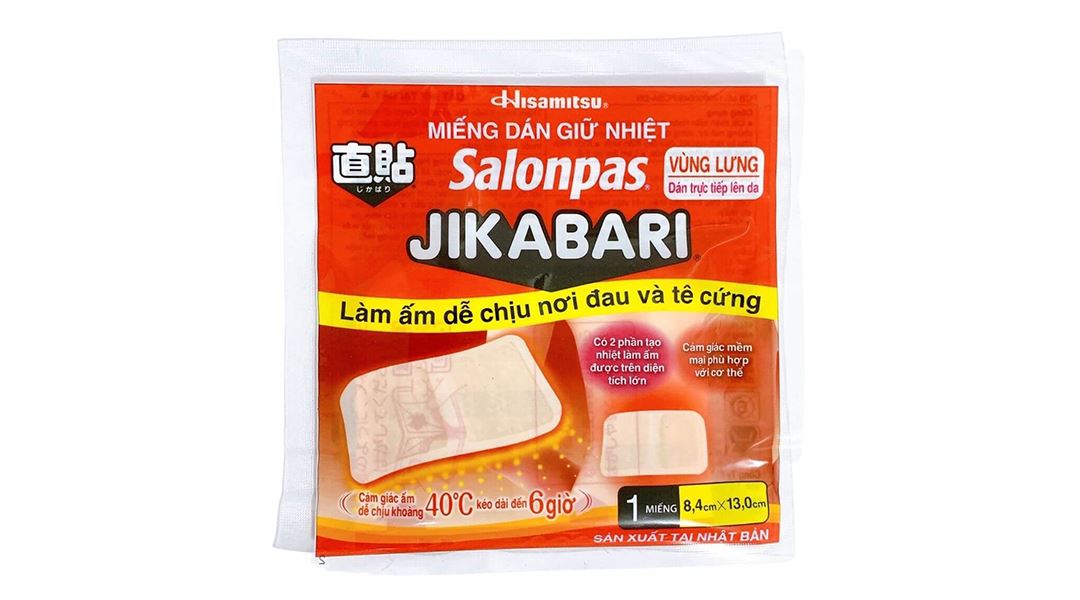 Miếng dán giữ nhiệt Salonpas Jikabari làm ấm, giảm đau, giảm tê cứng