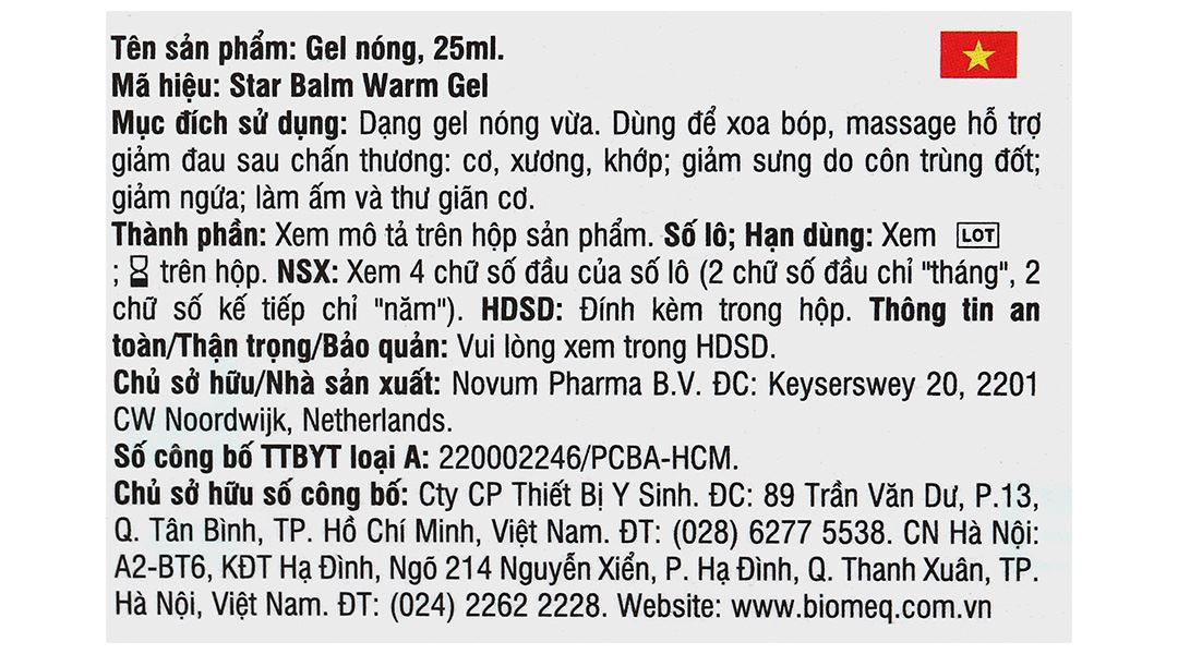 Starbalm Warm Gel làm ấm cơ và thư giãn cơ, hỗ trợ giảm đau