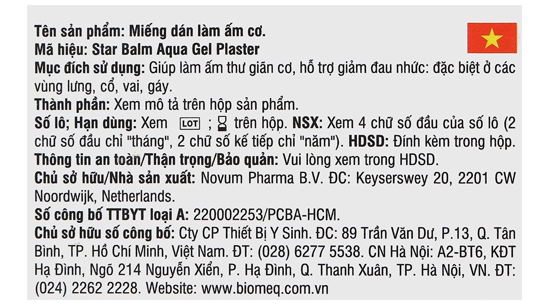 Miếng dán nhiệt Starbalm Heat Patch làm ấm, giảm đau nhức cơ, khớp