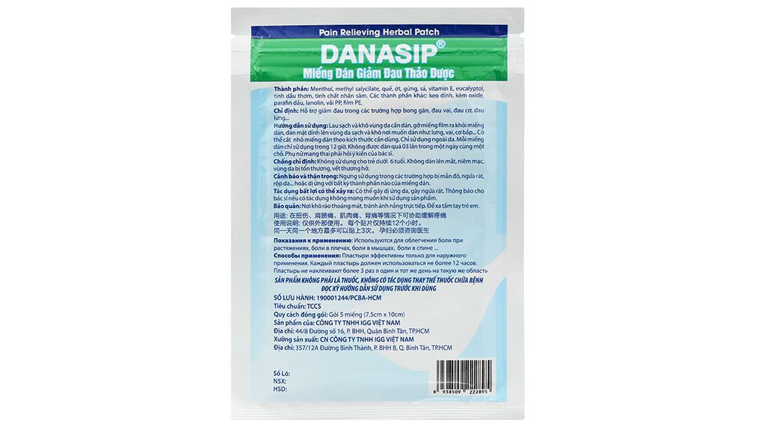 Miếng dán giảm đau thảo dược Danasip