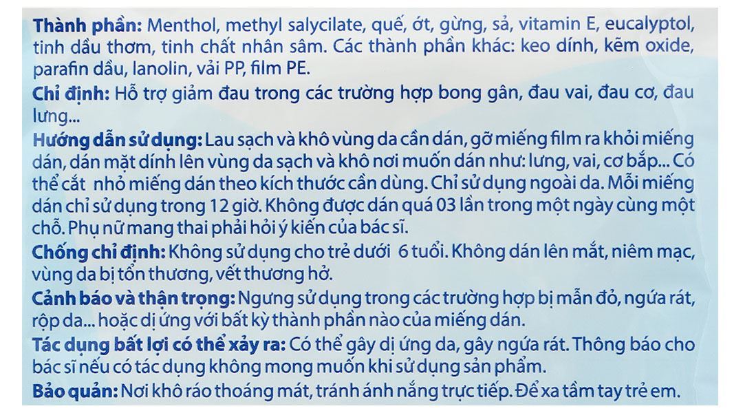 Miếng dán giảm đau thảo dược Danasip