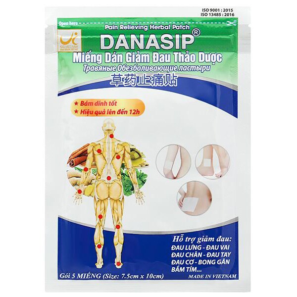 Miếng dán giảm đau thảo dược Danasip gói 5 miếng