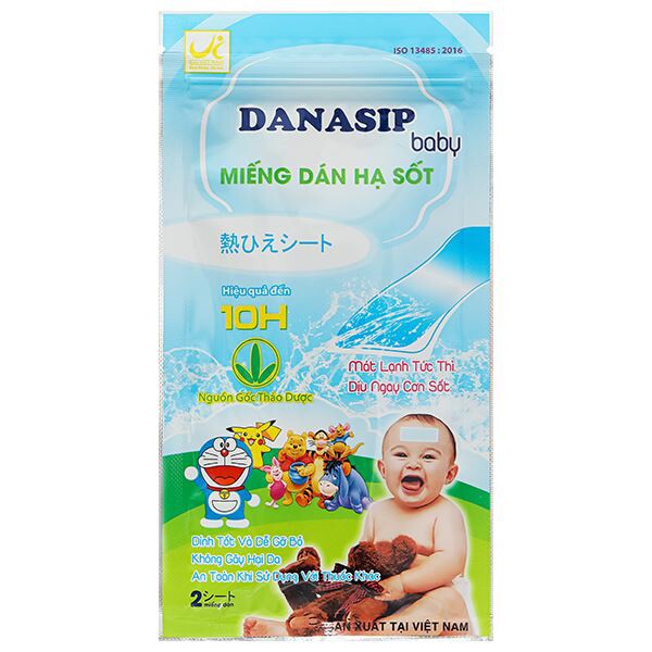 Miếng dán hạ sốt Danasip Baby hỗ trợ làm mát, hạ nhiệt cho bé gói 2 miếng