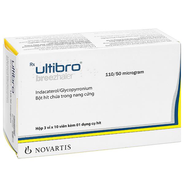 Bột hít Ultibro Breezhaler 110/50 microgram trị bệnh phổi tắc nghẽn