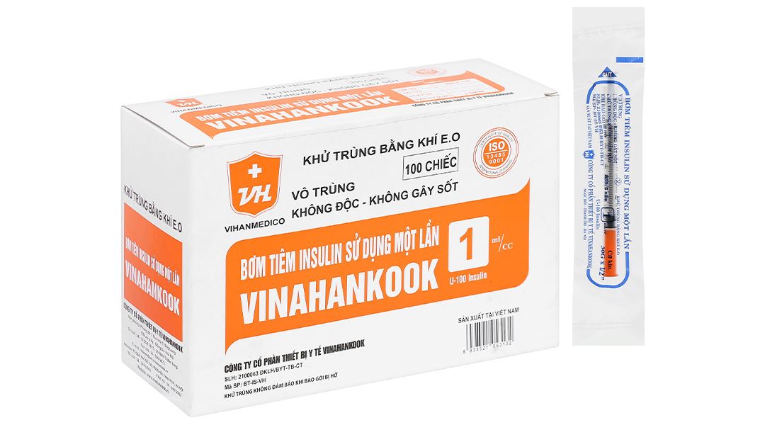 Bơm tiêm Insulin sử dụng một lần Vinahankook 1ml/cc 30G x 1/2’’