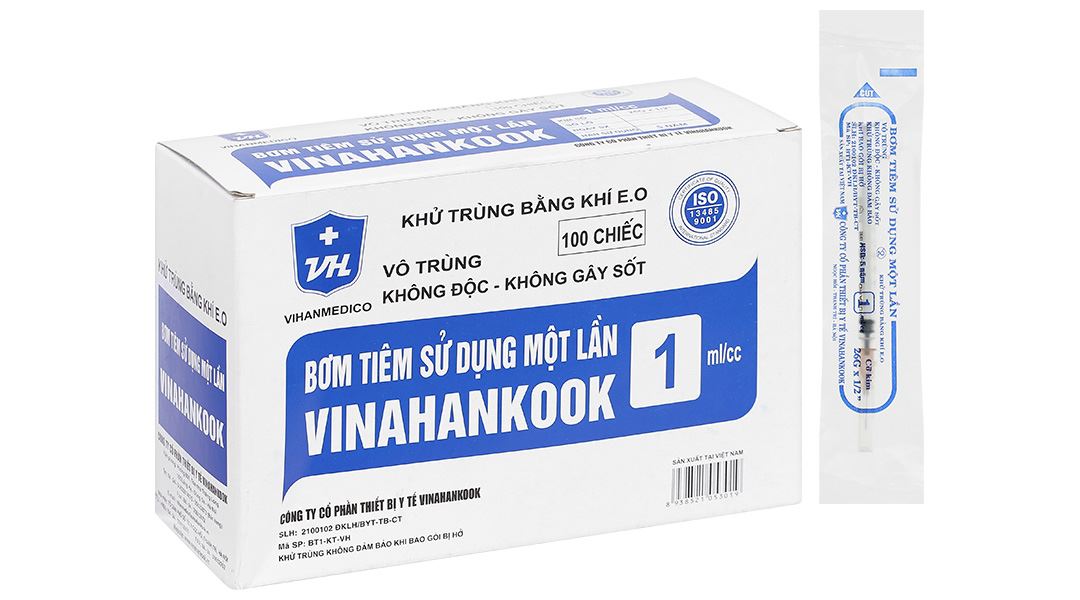 Bơm tiêm sử dụng một lần Vinahankook 1ml/cc 26G x 1/2’’