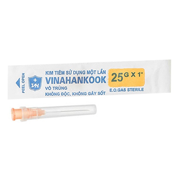 Đầu kim tiêm sử dụng một lần Vinahankook 25G x 1’’ gói 1 cái