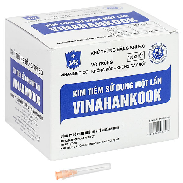 Đầu kim tiêm sử dụng một lần Vinahankook 25G x 1’’ hộp 100 cái