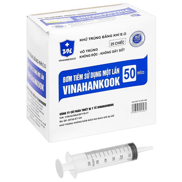 Bơm tiêm cho ăn sử dụng một lần Vinahankook 50ml/cc hộp 25 cái