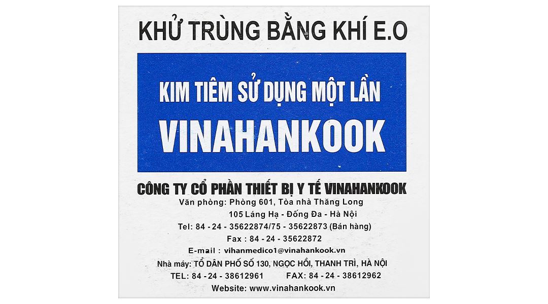 Đầu kim tiêm sử dụng một lần Vinahankook 22G x 1 1/4’’