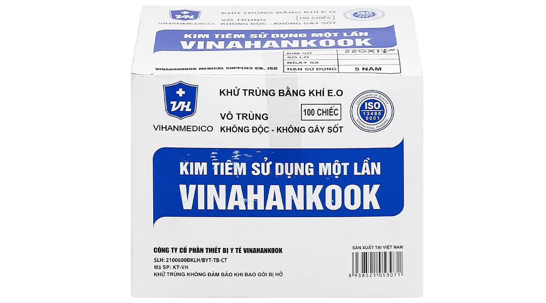 Đầu kim tiêm sử dụng một lần Vinahankook 22G x 1 1/4’’