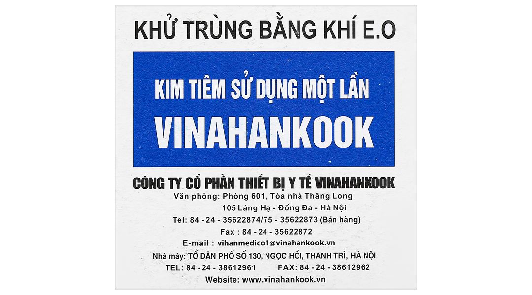Đầu kim tiêm sử dụng một lần Vinahankook 22G x 1 1/4’’