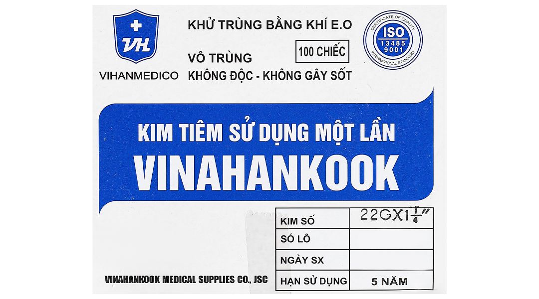 Đầu kim tiêm sử dụng một lần Vinahankook 22G x 1 1/4’’