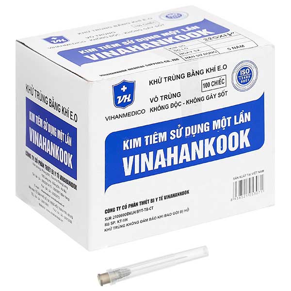 Đầu kim tiêm sử dụng một lần Vinahankook 22G x 1 1/4’’ hộp 100 cái