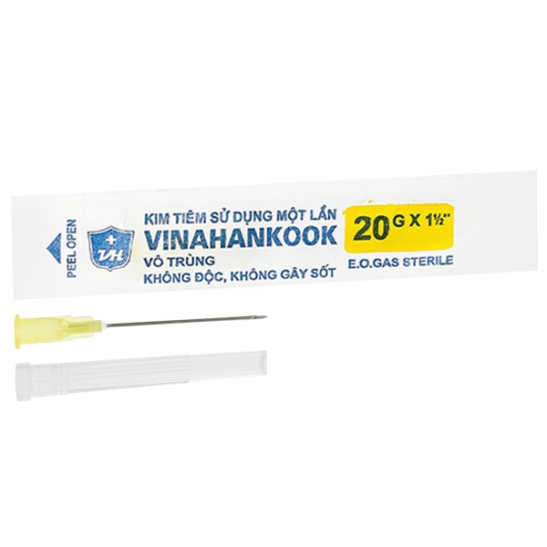 Đầu kim tiêm sử dụng một lần Vinahankook 20G x 1 1/2’’ gói 1 cái