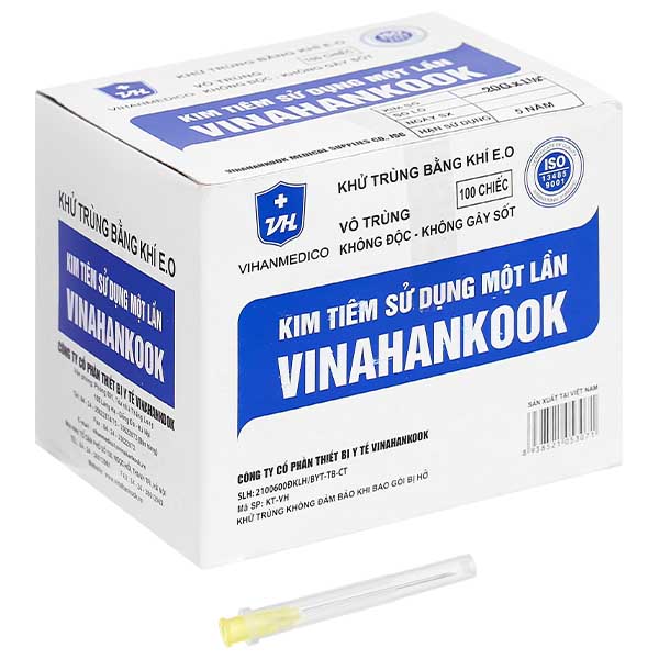 Đầu kim tiêm sử dụng một lần Vinahankook 20G x 1 1/2’’ hộp 100 cái
