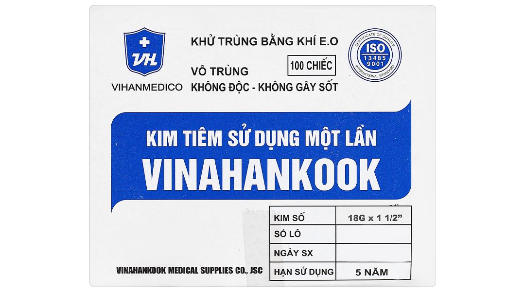 Đầu kim tiêm sử dụng một lần Vinahankook 18G x 1 1/2’’