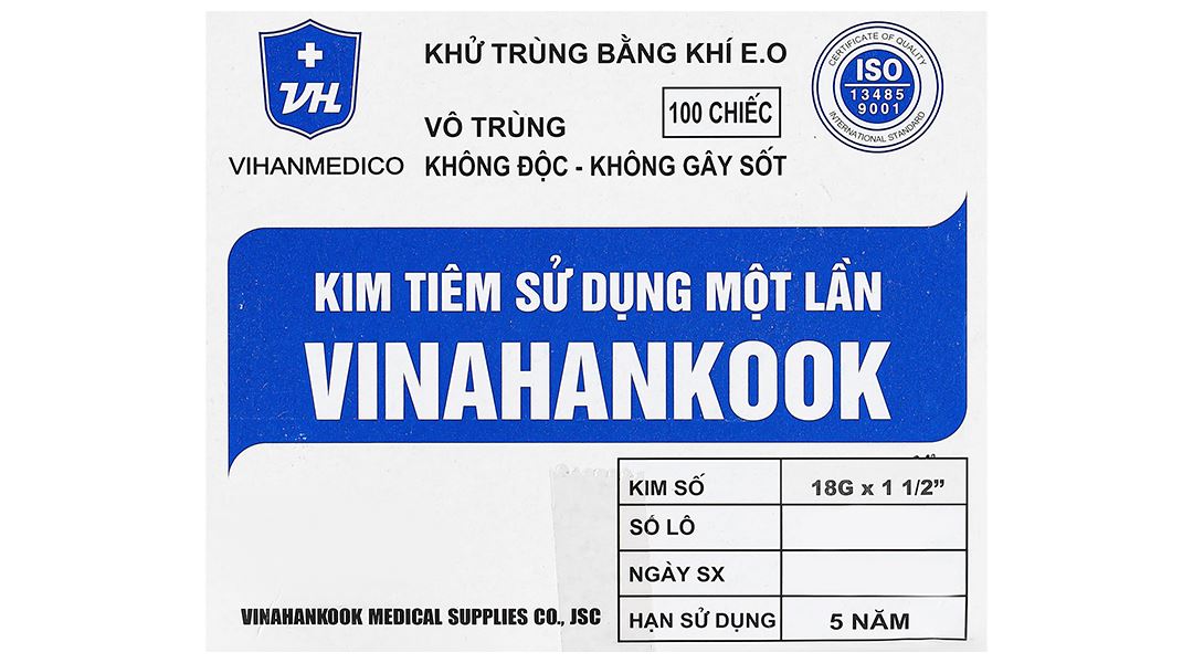 Đầu kim tiêm sử dụng một lần Vinahankook 18G x 1 1/2’’