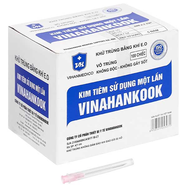 Đầu kim tiêm sử dụng một lần Vinahankook 18G x 1 1/2’’ hộp 100 cái