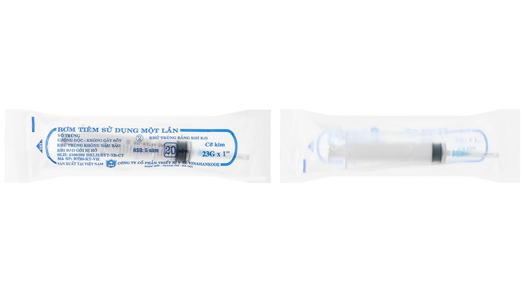 Bơm tiêm sử dụng một lần Vinahankook 20ml/cc 23G x 1''