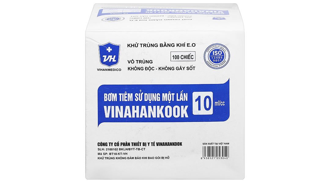 Bơm tiêm sử dụng một lần Vinahankook 10ml/cc 23G x 1’’