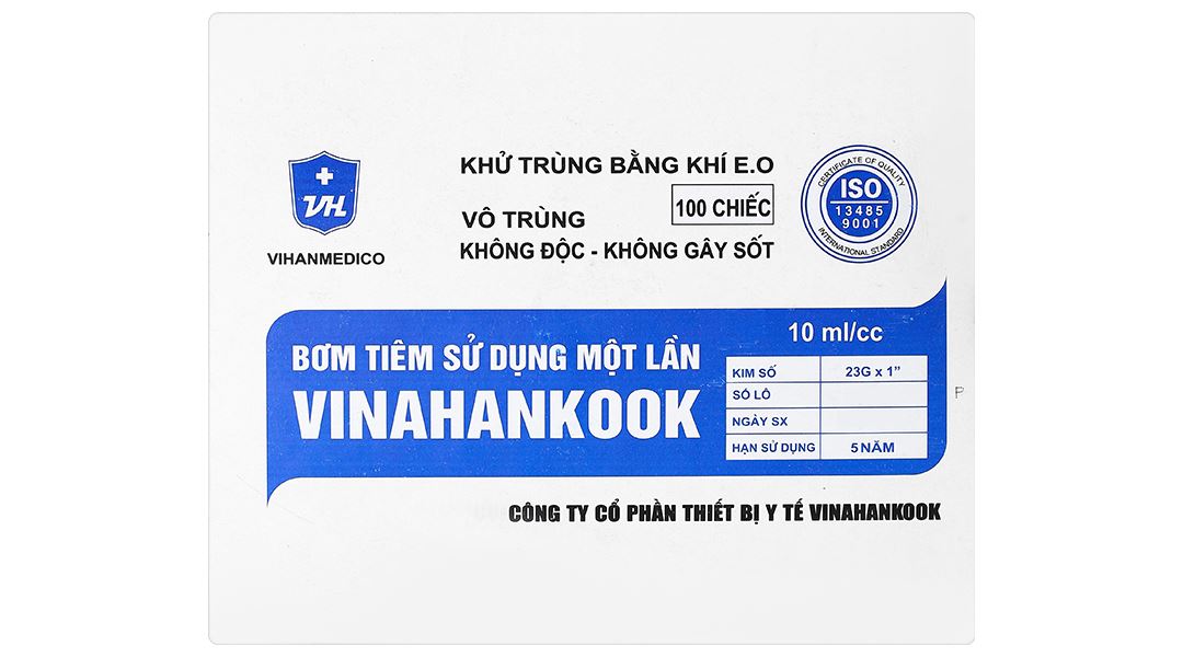 Bơm tiêm sử dụng một lần Vinahankook 10ml/cc 23G x 1’’