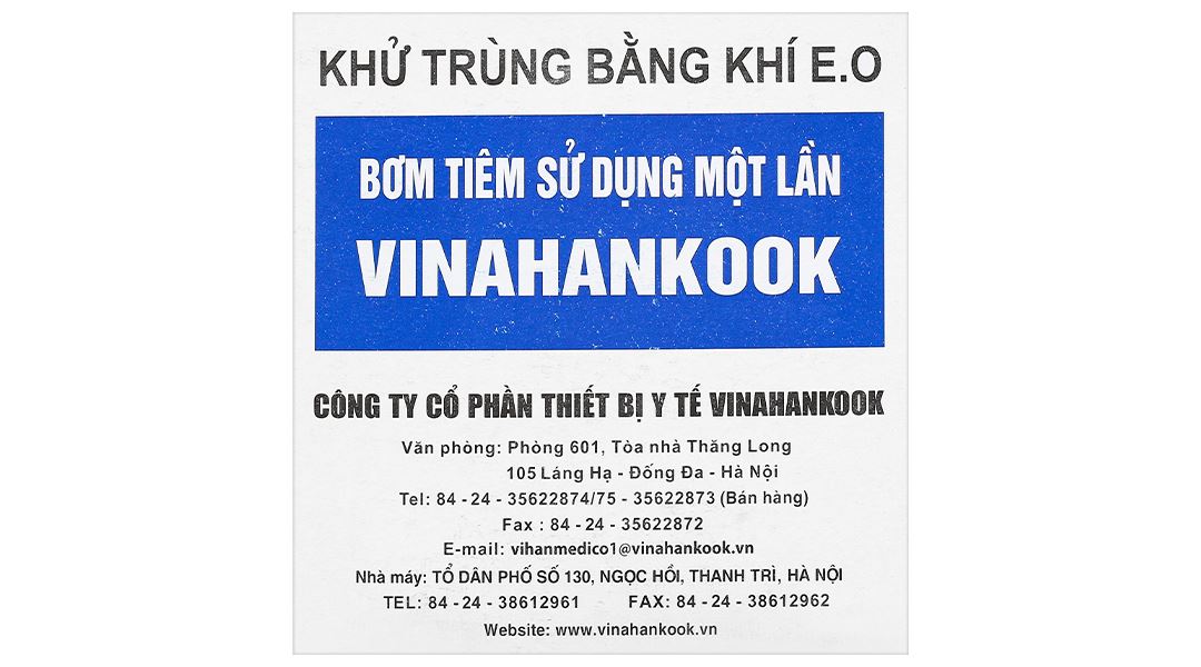 Bơm tiêm sử dụng một lần Vinahankook 10ml/cc 23G x 1’’