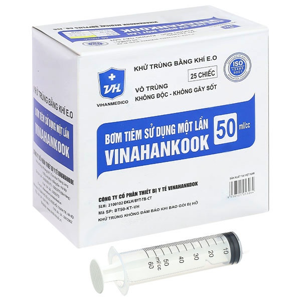 Bơm tiêm sử dụng một lần Vinahankook 50ml/cc hộp 25 cái