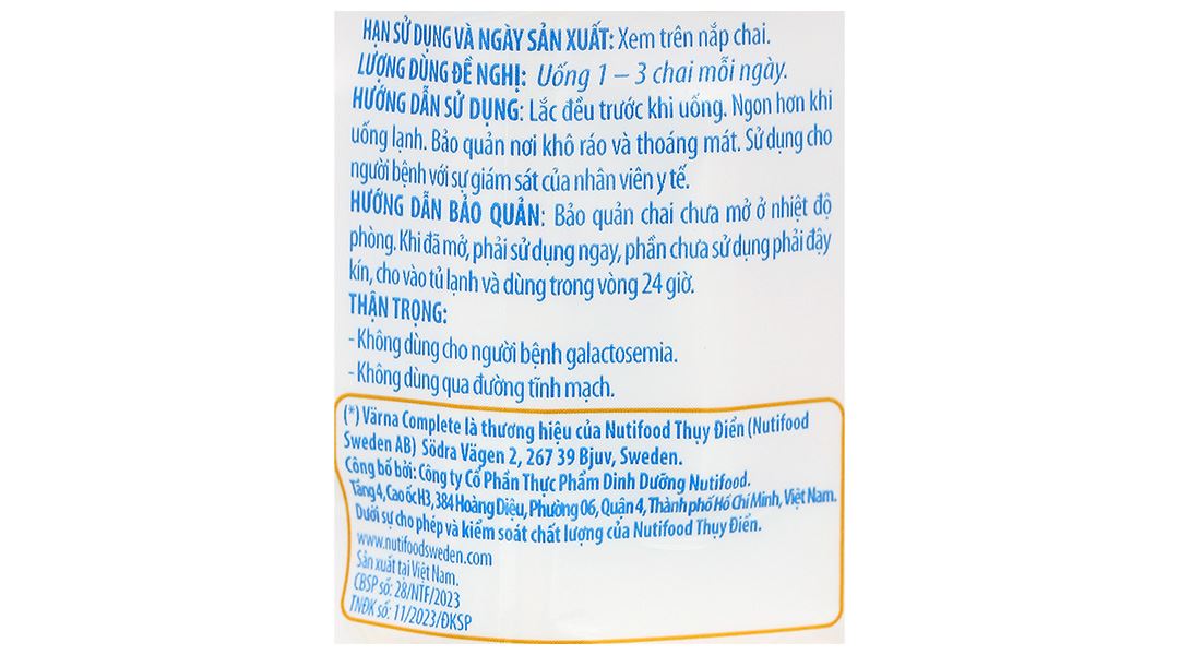 Sữa Nước Dinh Dưỡng Varna Complete