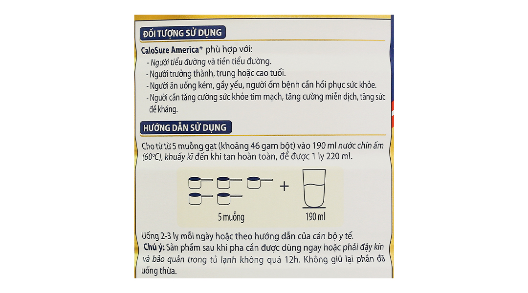 Sữa bột Calosure America+ 800G Dành Cho Người Tiểu Đường