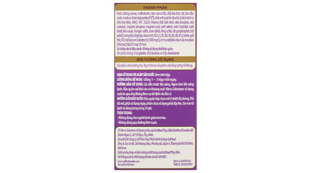 Thực phẩm dùng cho chế độ ăn đặc biệt: Sản phẩm dinh dưỡng pha sẵn Varna Colostrum cho người lớn ăn uống kém, cần tăng cường đề kháng - 9