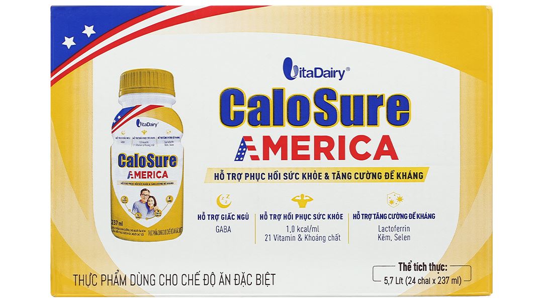Sữa bột pha sẵn CaloSure America tăng đề kháng, hồi phục sức khỏe