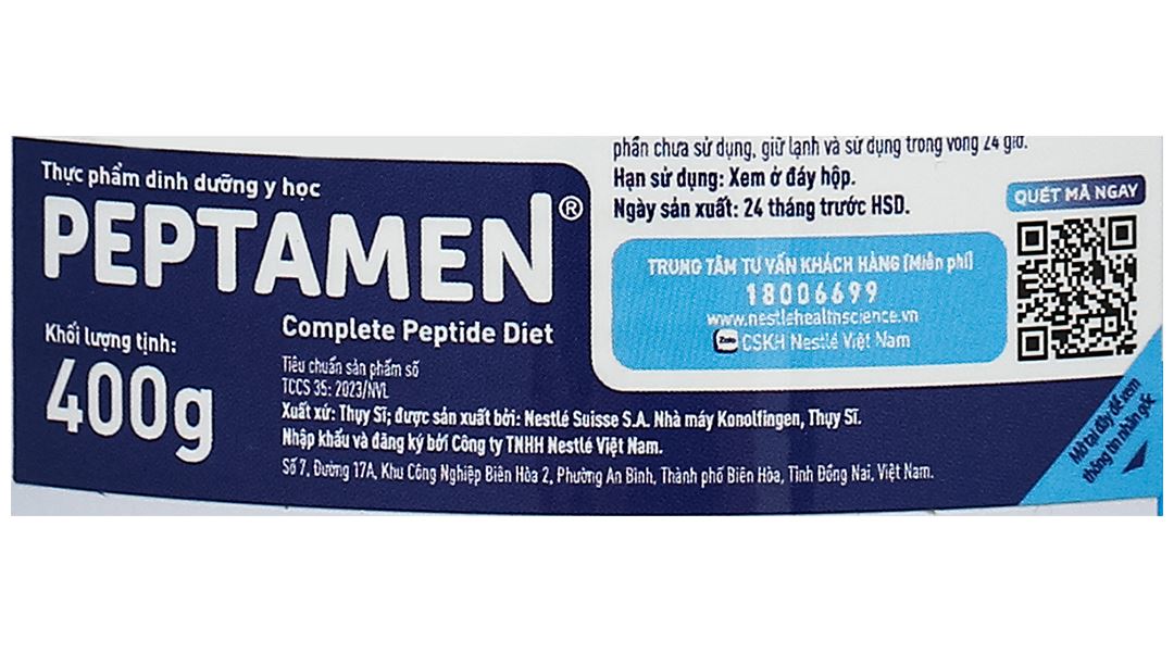 Thực phẩm dinh dưỡng y học Peptamen lon 400g