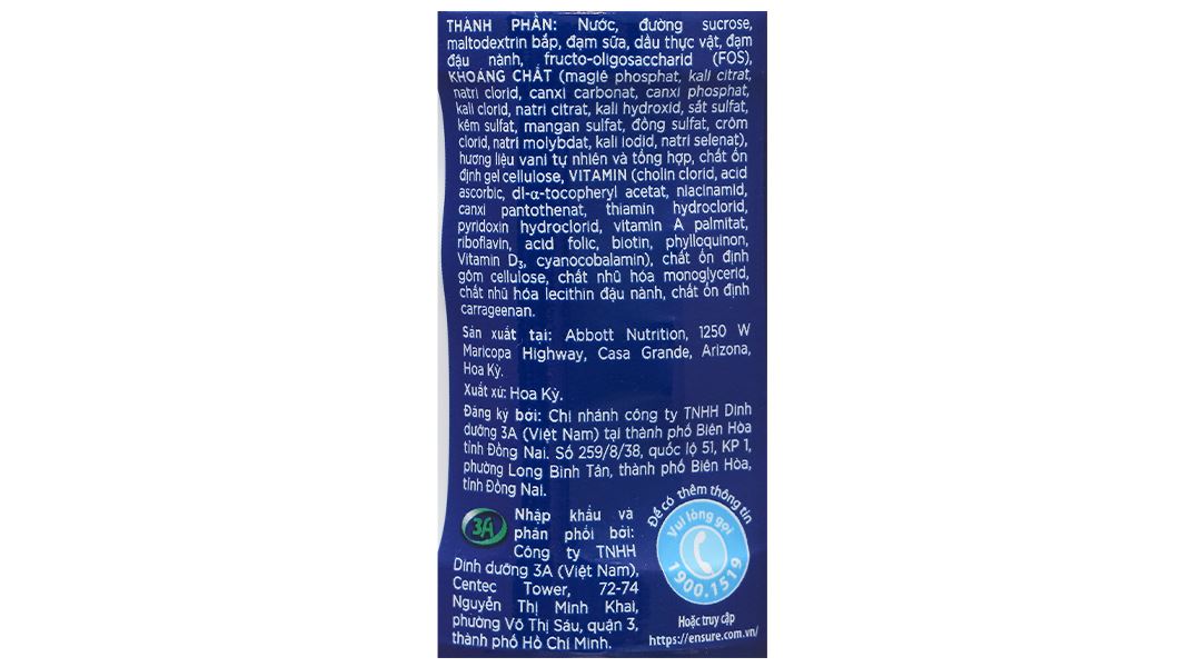 Sữa bột pha sẵn Ensure Original bổ sung dinh dưỡng đầy đủ hương vani