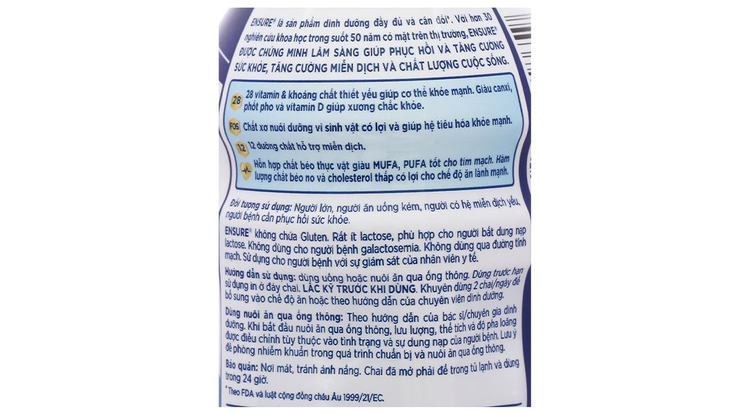 Sữa bột pha sẵn Ensure Original bổ sung dinh dưỡng đầy đủ hương vani