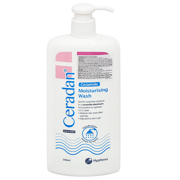 Sữa tắm Ceradan Moisturising bổ sung Ceramide, duy trì làn da ẩm mượt chai 280ml